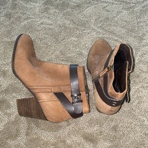 Franco Sarto suede heeled ankle booties